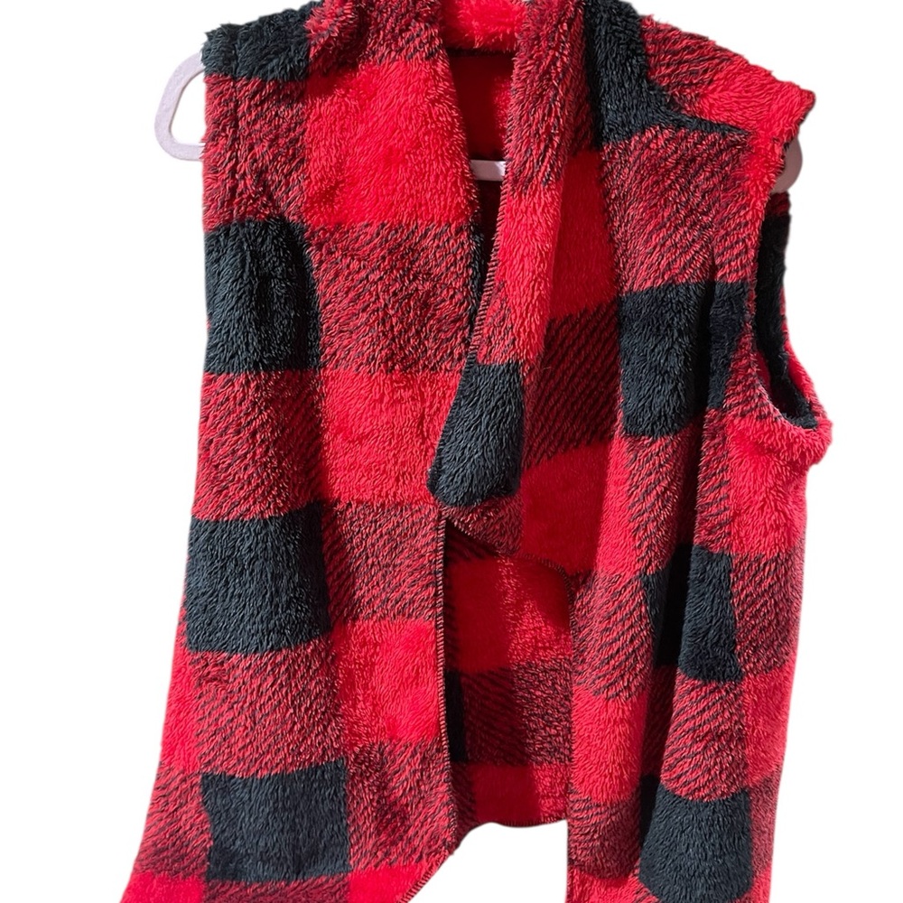 Cozy Red and Black Plaid Vest